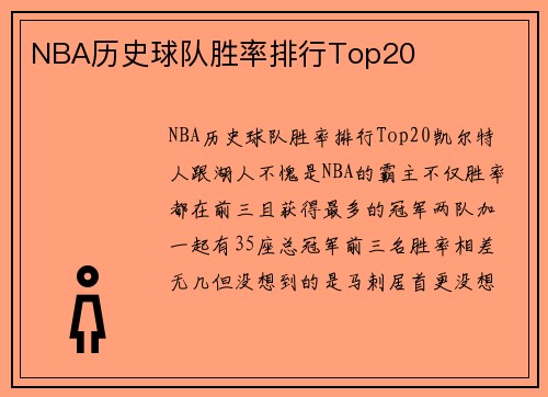NBA历史球队胜率排行Top20